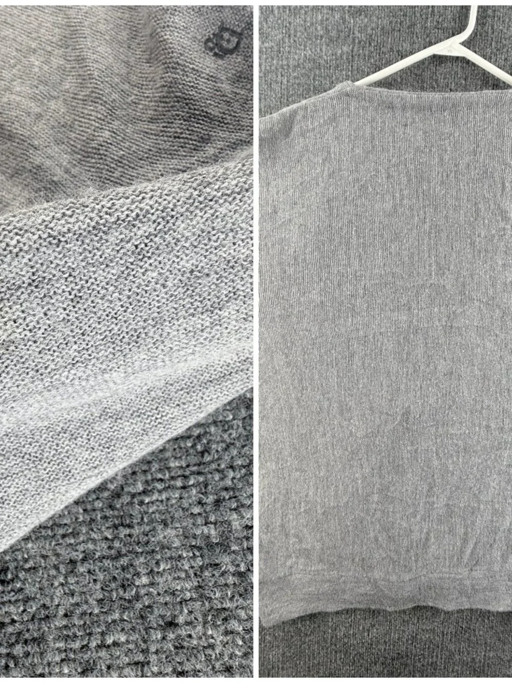 Christian Dior ** Sweater Men Cardigan V-Neck Logo USA XL Gray Solid Long Sleeve